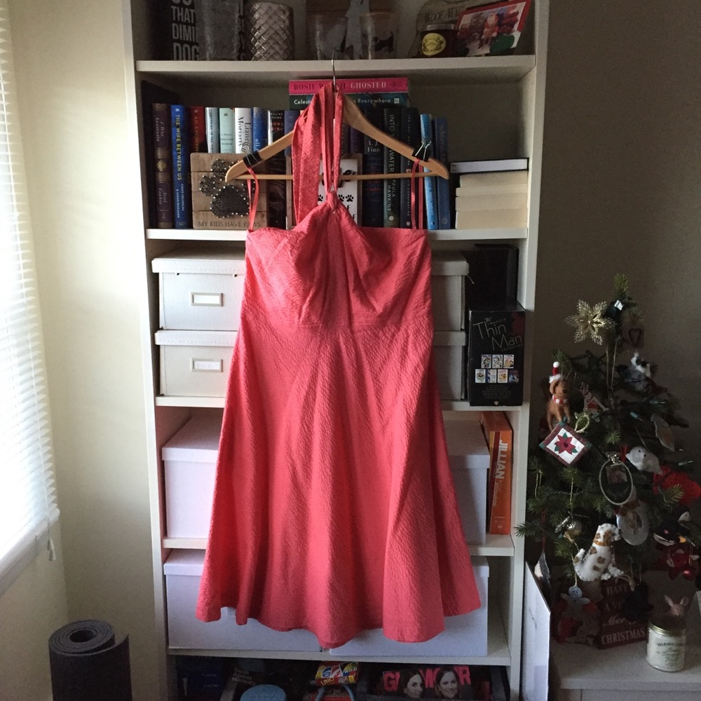 J. Crew Coral Pink Halter Dress